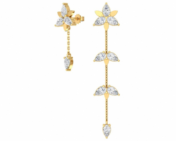 Earrings in red gold with cubic zirconia 
