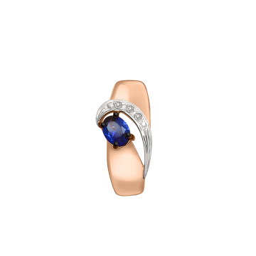 Pendant in red gold of 585 assay value with diamonds and sapphire 