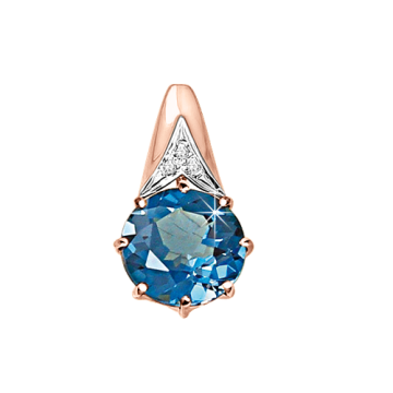 Anhänger aus Rotgold 585° mit London blau Topas, Brillanten 