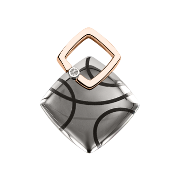 Pendant in red gold of 585 assay value with diamond, ceramic 