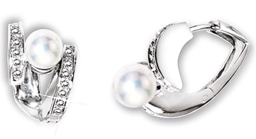 Серебряные серьги 925 пробы, вставка фианитами и жемчуг 