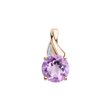 Pendant in red gold of 585 assay value with amethyst and zirconia 