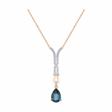 Collier aus Rotgold 585°/ Zirkonia, mit London Topas 