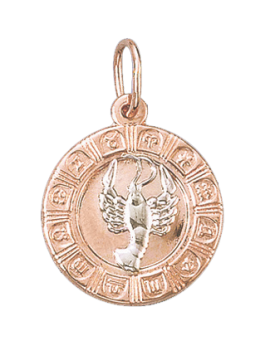 Подвеска знак зодиака из красного золота 585 пробы "Рак" 