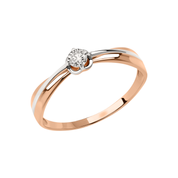 Lady´s ring in red gold of 585 assay value with Swarovski crystals 