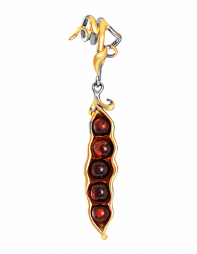 Gold-plated silver pendant with amber 