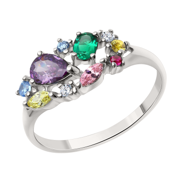 Damen-ring aus 925er Silber mit Zirkonia und  und London Blau Topas 