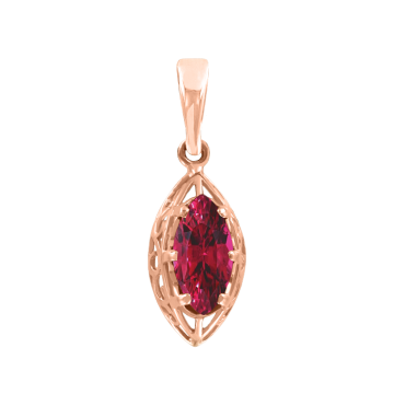 Pendant in red gold of 585 assay value with ruby HTS 