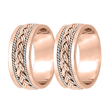 Wedding ring in red and white gold of 585 assay value 
