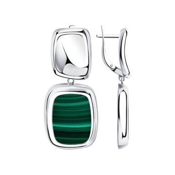 Silver earrings with malachite HTS 