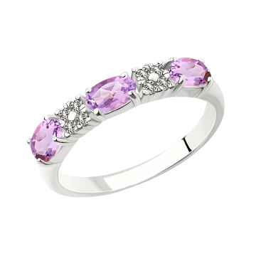 Damenring aus 925er Silber mit Amethyst, Zirkonia 