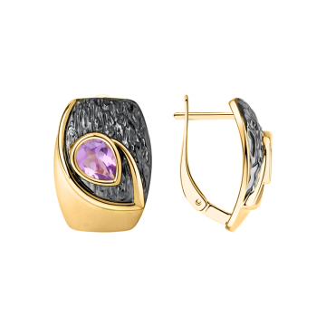 Ohrringe aus Silber 925° Rotgold vergoldet mit Amethyst 