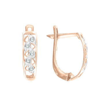 Серьги из красного золота 585 пробы с фианитами 