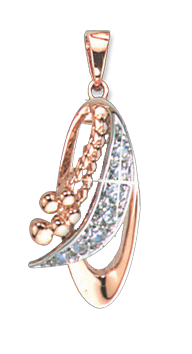 Pendant in red gold of 585 assay value with zirconia 