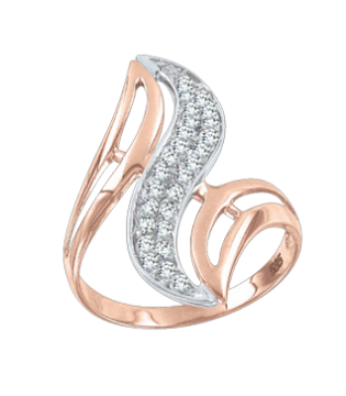 Lady´s ring in red gold of 585 assay value with zirconia 