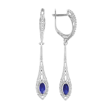 Серебряные серьги 925 пробы, вставка фианиты 