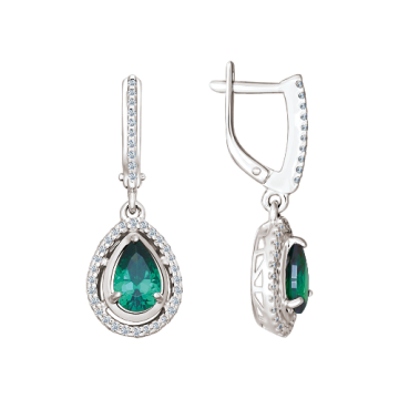 Серебряные серьги 925 пробы, вставка Циркон 