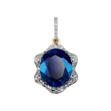 Pendant in red gold of 585 assay value with diamond and sapphire 