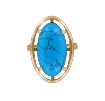 Gold-plated silver and rhodium ring with turquoise 