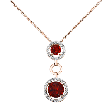 Collier aus Rotgold 585° mit Zirkonia und Granat 