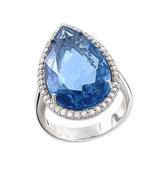 Silver ring with zirconia and blue topaz 