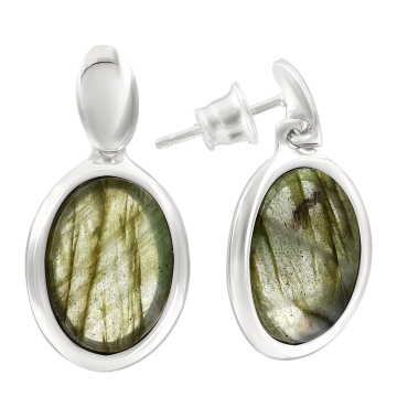 Серебряные серьги 925 пробы, вставка  с лабрадорит 