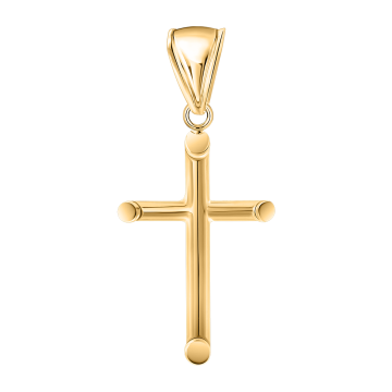 Cross made from yellow gold of 585 assay value 