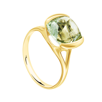 Gelb gold 585° Damenring grünem Amethyst 