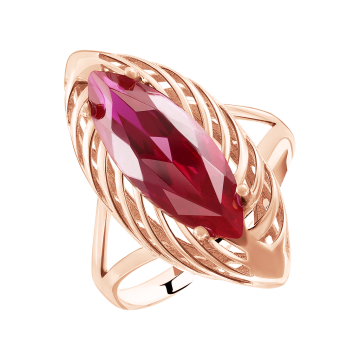 Lady´s ring in red gold of 585 assay value with zirconia 