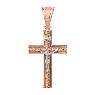 Kreuz Anhänger aus Rot/ Weißgold 585° 