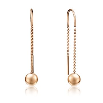Earrings as pull-through in red gold of 585 assay value 