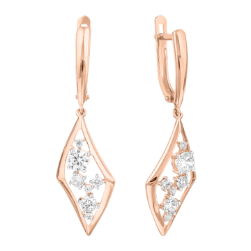 Серьги из красного золота 585 пробы с фианитами 