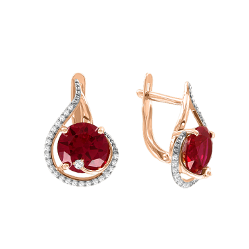 Серьги из красного золота 585 пробы с фианитами 