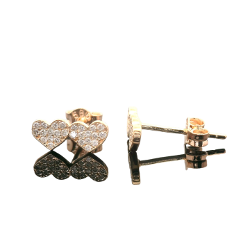 Earrings in red gold of 585 assay value with diamonds 