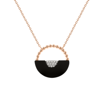 Collier aus Rotgold 585° mit Brillanten, schwarze Onyx 42 cm