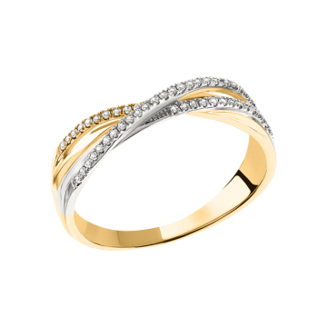 Lady´s ring in white yellow gold of 585 assay value with diamonds 