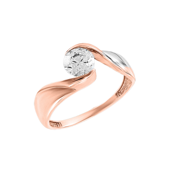 Lady´s ring in red gold of 585 assay value with zirconia and Swarovski crystals 