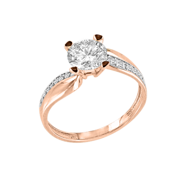 Lady´s ring in red gold of 585 assay value with zirconia 