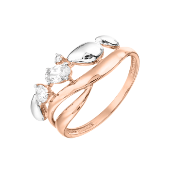 Кольцо из красного золота 585 пробы с вставкой из фианитами 