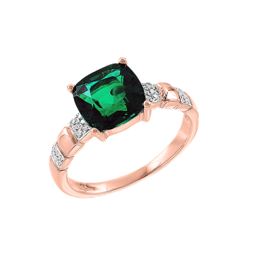 Damenring aus Rotgold 585° mit Brillanten, Smaragd 