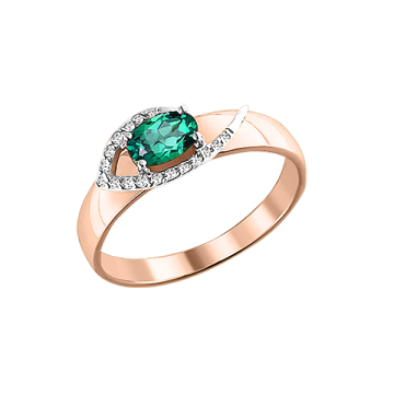 Damenring aus Rotgold 585° mit Brillanten, Smaragd 