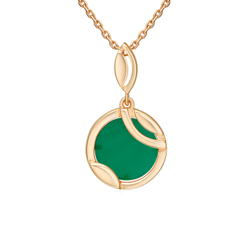 Pendant in red gold of 585 assay value with green agate 
