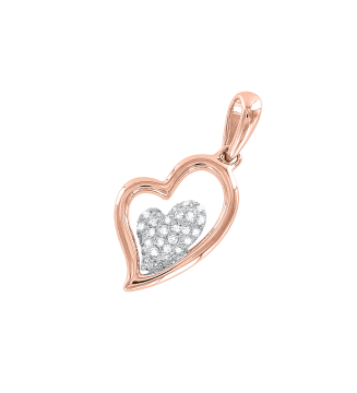 Pendant in red gold of 585 assay value with diamonds 