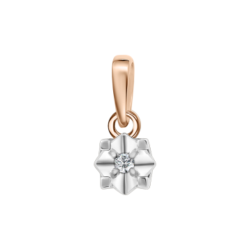 Pendant in red gold of 585 assay value with diamonds 