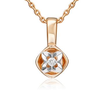 Pendant in red gold of 585 assay value with diamonds 