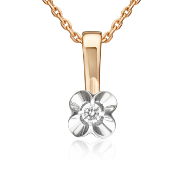 Pendant in red gold of 585 assay value with diamond 