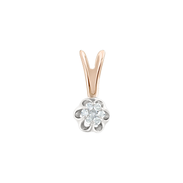 Pendant in red gold of 585 assay value with diamonds 