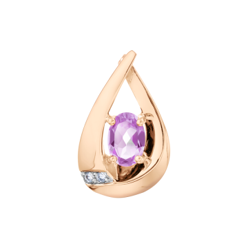Pendant in red gold of 585 assay value with amethyst and zirconia 