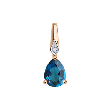 Pendant in red gold of 585 assay value with diamond and topaz 