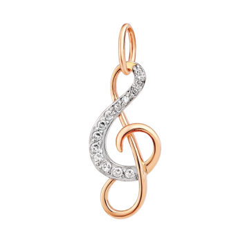 Pendant in red gold of 585 assay value with diamonds 